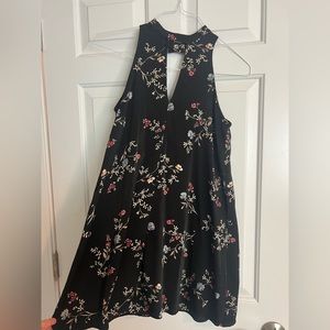 Black Floral High Neck Dress